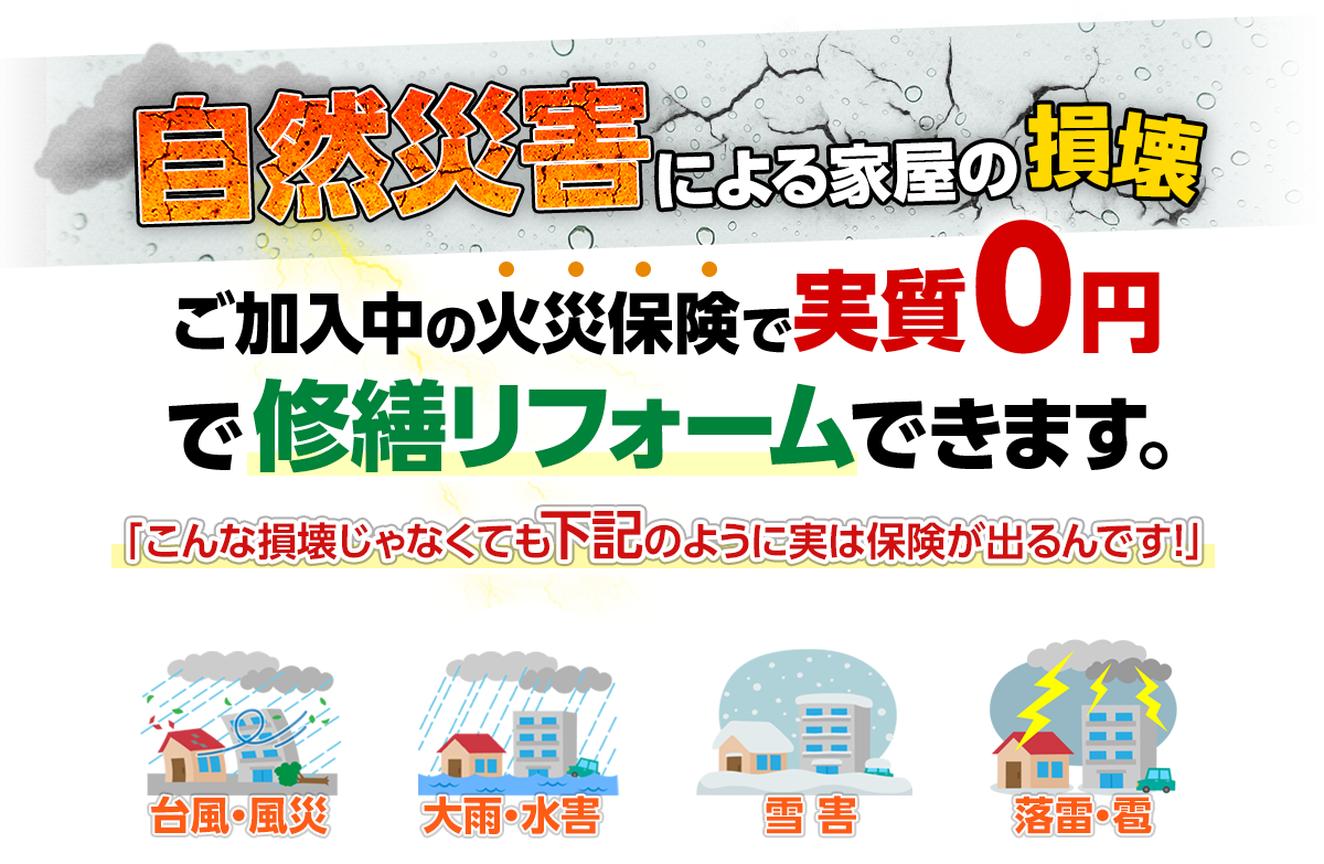 自然災害で生じた損壊の例